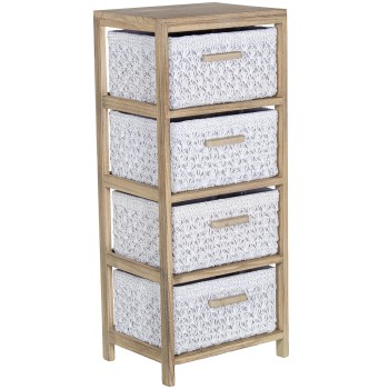 Suporte De Madeira C/4 Gavetas Em Tecido 40x30x94cm, Gavetas:36x28x19cm, Madeira: Paulownia