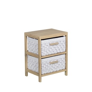 Suporte De Madeira C/2 Gavetas Em Tecido 40x30x52cm, Gavetas:36x28x19cm, Madeira: Paulownia