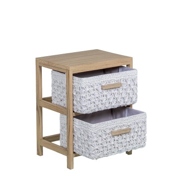 Suporte De Madeira C/2 Gavetas Em Tecido 40x30x52cm, Gavetas:36x28x19cm, Madeira: Paulownia