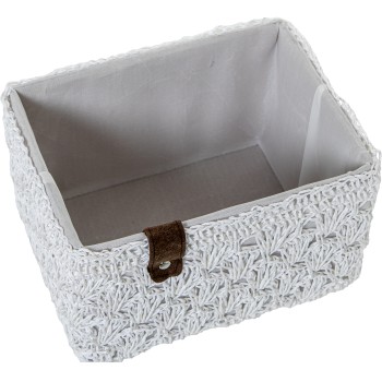 Set 3 Cestos De Arrumação Em Tecido Branco 31x25x19+28x21x17+23x17x15cm