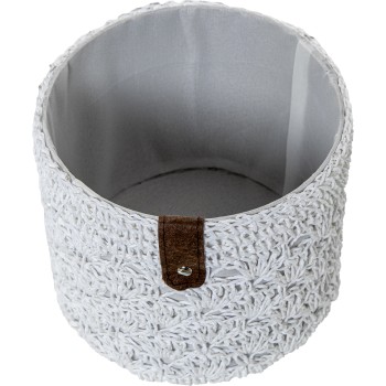 Set 3 Cestos De Arrumação Em Tecido Branco Ø23x18+ø19x16+ø14x13cm