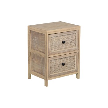 Suporte De Madeira C/2 Gavetas Em Vime 40x30x52cm, Gavetas:36x28x19cm, Madeira: Paulownia