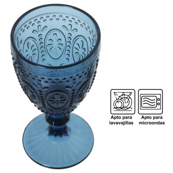 Coupes En Verre Bleu - 300ml Ø9x16,5cm, Apto Lavavajillas