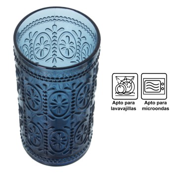 Grands Verres En Verre Bleu - 400ml Ø8,5x15cm, Apto Lavavajillas