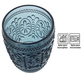 Petits Verres En Verre Bleu - 270ml Ø8x10cm, Apto Lavavajillas