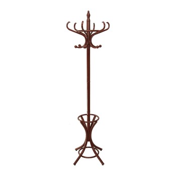 Walnut Wooden Standing Coat Rack Ø53x186cm, Wood: Birch/poplar