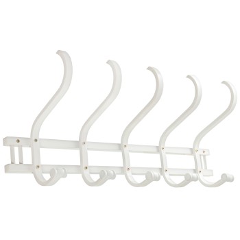 Perchero Pared Madera 5 Brazos Blanco 72x21x30cm,madera:abedul/álam