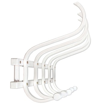 Perchero Pared Madera 5 Brazos Blanco 72x21x30cm,madera:abedul/álam