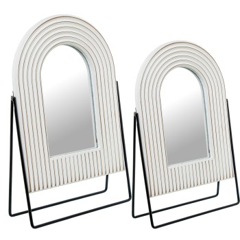 Set 2 Espelhos De Mesa De Madeira 21x8x34+19x7x29cm