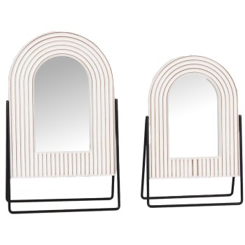 Set 2 Espelhos De Mesa De Madeira 21x8x34+19x7x29cm